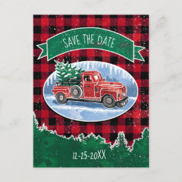 Christmas Vintage Truck Save The Date Announcement Postcard