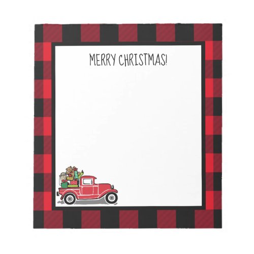 Christmas Vintage Truck Toys Buffalo Check 55 x 6 Notepad