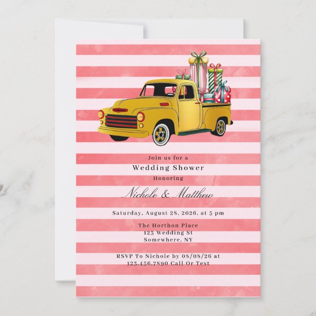 Christmas Vintage Truck Wedding Shower Invitation (Front)
