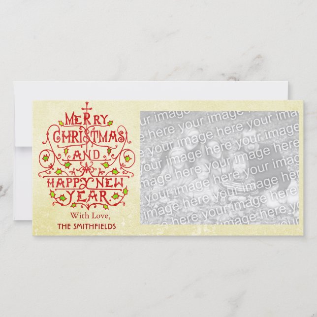 Christmas Vintage Typography Holiday Card (Front)