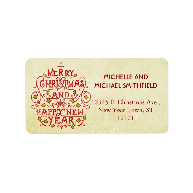 Christmas Vintage Typography Label (Front)