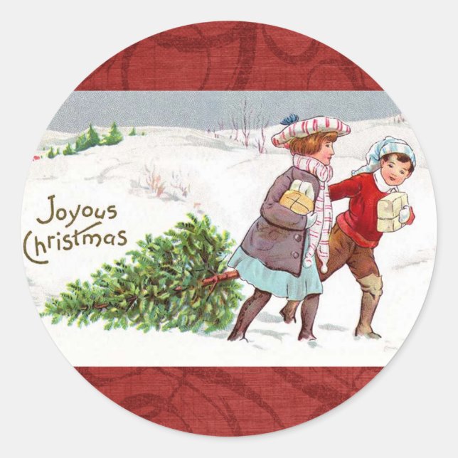 Christmas Vintage Victorian Children Stickers (Front)