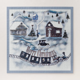 Christmas, Vintage, winter, holiday, retro Jigsaw Puzzle