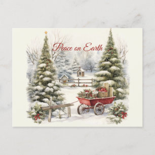 Christmas Vintage Winter Scene  Postcard