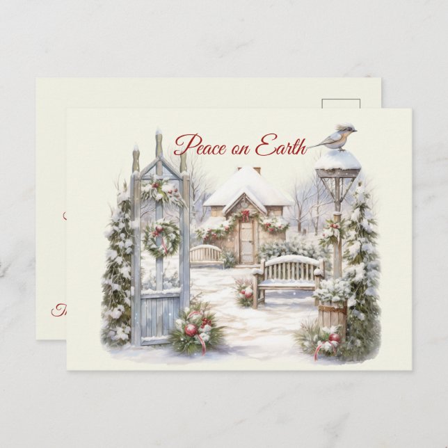 Christmas Vintage Winter Scene  Postcard (Front/Back)