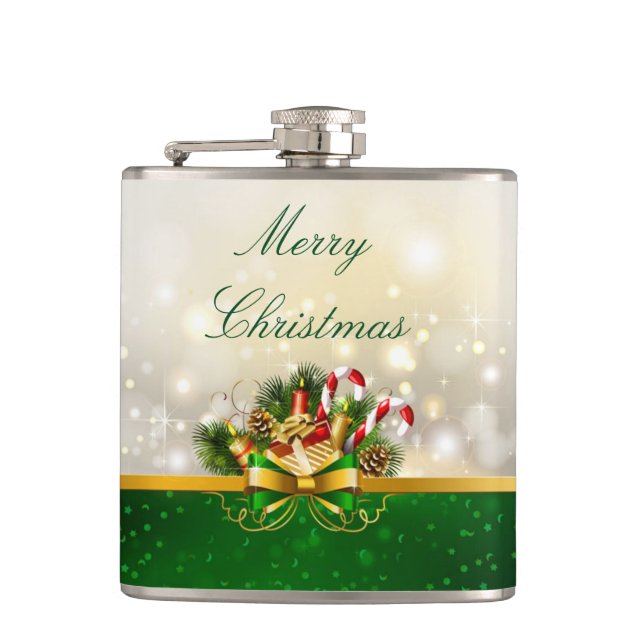 Christmas Vinyl Wrapped Flask/Candles Flask (Front)
