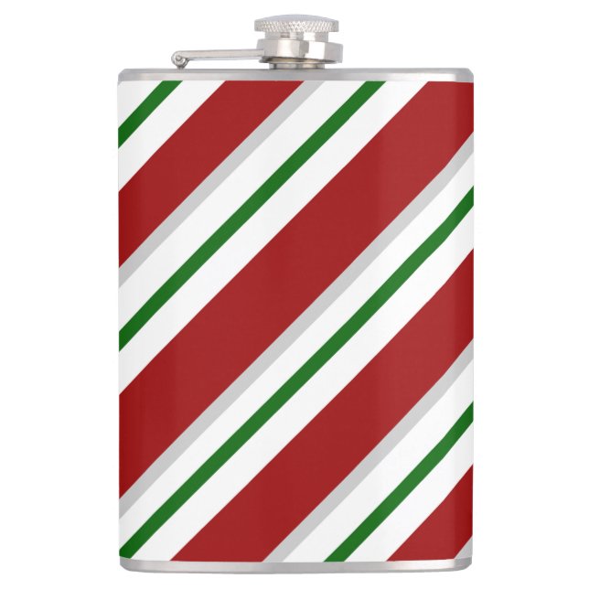 Christmas Vinyl Wrapped Flask/Stripes Flask (Front)