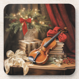Christmas Violin Music Beverage Coaster