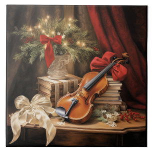 Christmas Violin Music Ceramic Tile