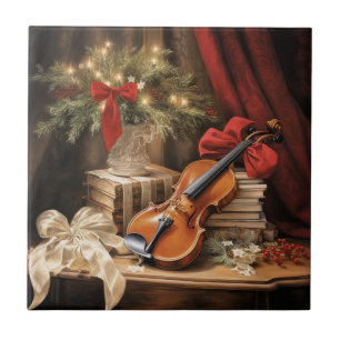 Christmas Violin Music Ceramic Tile
