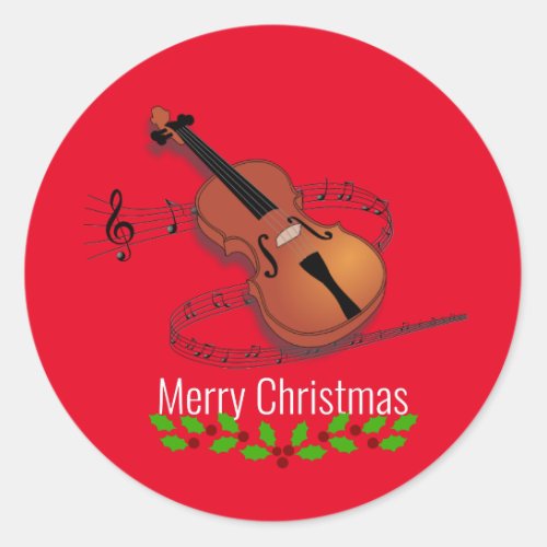 Christmas Violin Music Classic Round Sticker