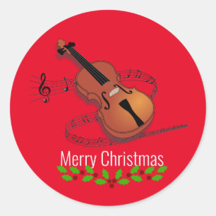 Christmas Violin Music Classic Round Sticker