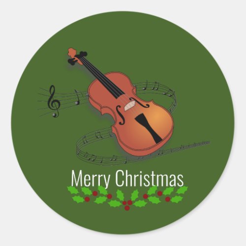 Christmas Violin Music Classic Round Sticker