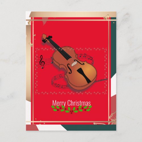 Christmas Violin Music Colorful Postcard