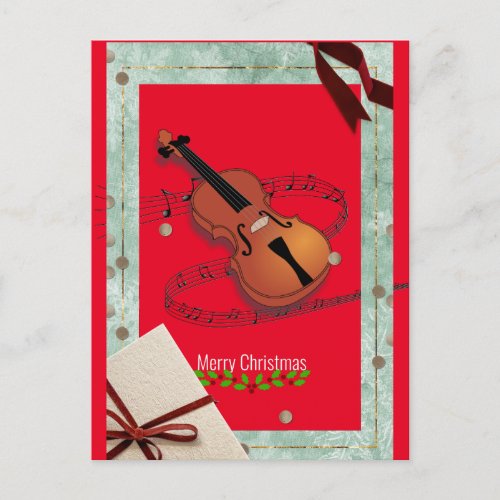 Christmas Violin Music Festive Postcard