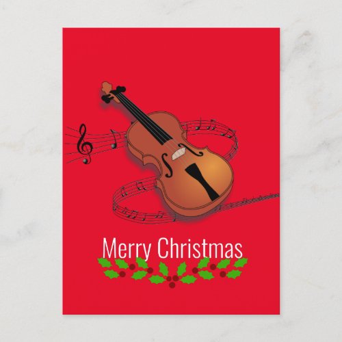 Christmas Violin Music Postcard