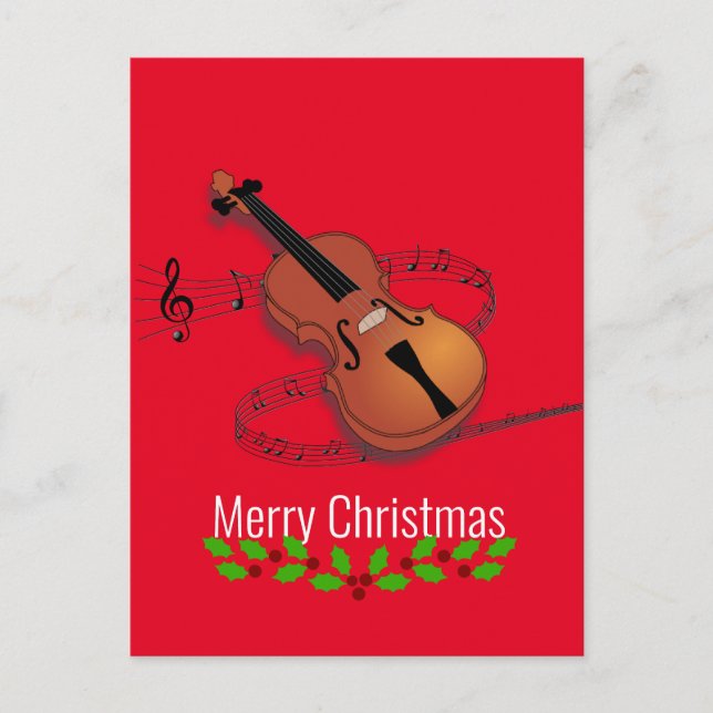 Christmas Violin Music Postcard (Front)