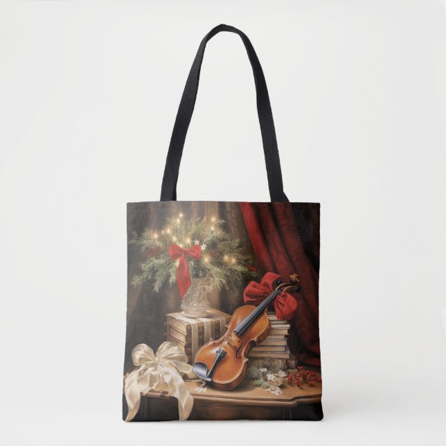 Christmas Violin Music Tote Bag (Front)