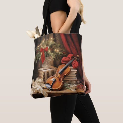 Christmas Violin Music Tote Bag