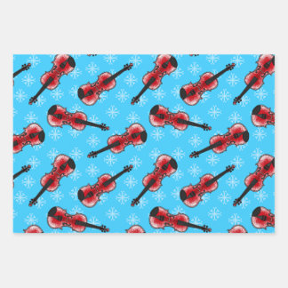 Christmas Violin Violinist Musician Pattern Wrapping Paper Sheets