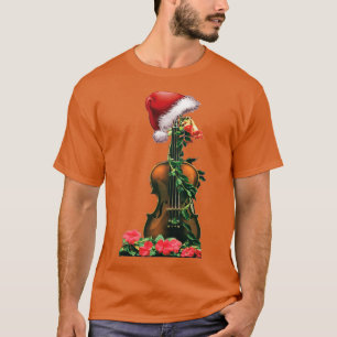 Christmas Violin with Santa hat T-Shirt