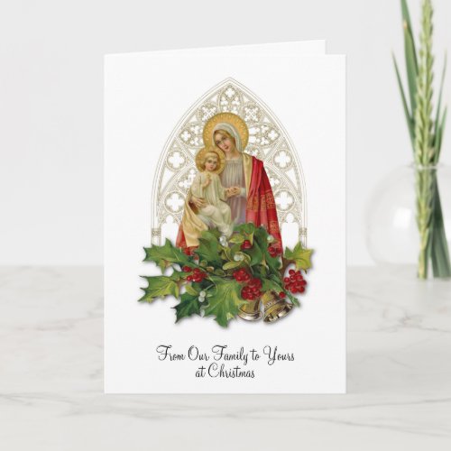 Christmas Virgin Mary Baby Jesus Floral Religious Card