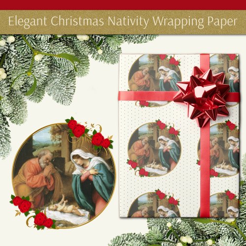 Christmas Virgin Mary Baby Jesus Joseph Nativity W Wrapping Paper