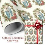 Christmas Virgin Mary Jesus Poinsettia Rosary Wrapping Paper<br><div class="desc">Featuring a beautiful  religious images of the Blessed Virgin Mary holding the Baby Jesus accented with a Christmas wreath accented with a rosary.</div>