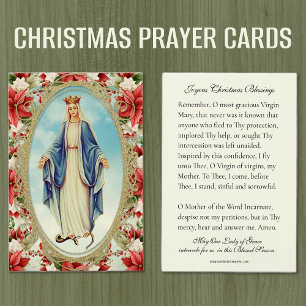 Christmas Virgin Mary Memorare Prayer Poinsettia