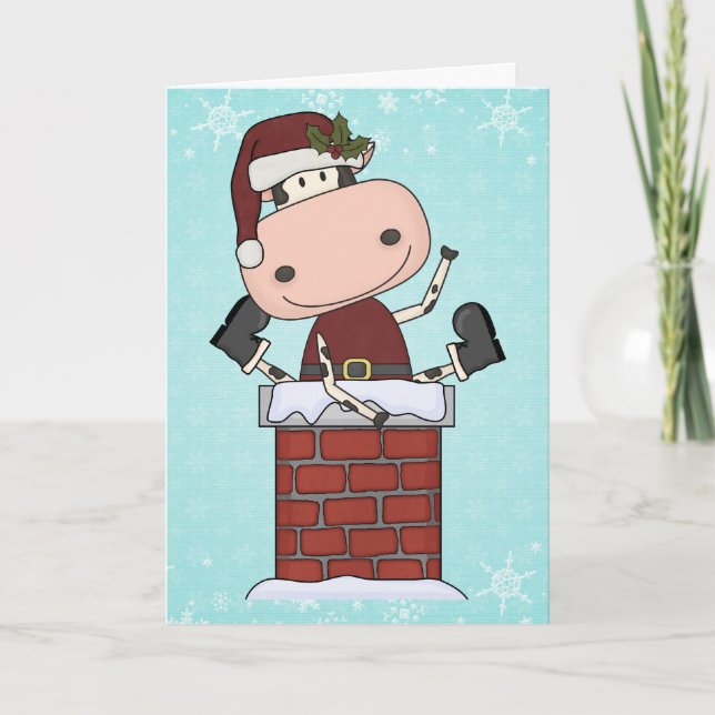 Christmas Visitor - Cow Holiday Card (Front)
