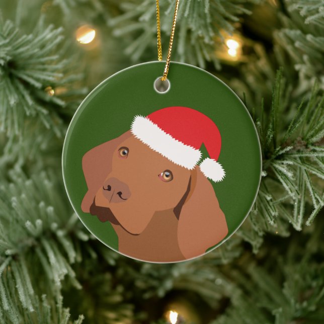 Christmas Vizsla Dog Ceramic Ornament (Tree)
