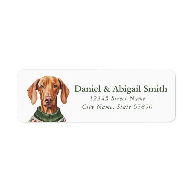 Christmas Vizsla Dog Return Address Labels (Front)