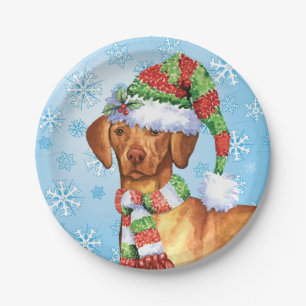 Christmas Vizsla Paper Plates