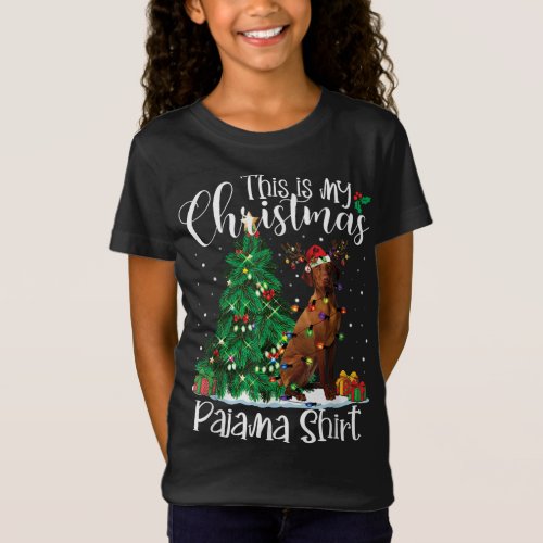 Christmas Vizsla Reindeer Funny Pajama Dog Lover X T_Shirt