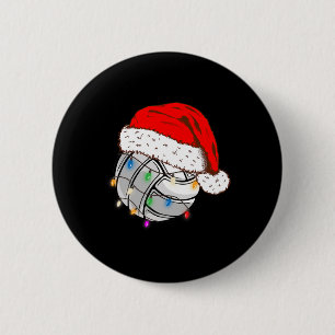 Christmas Volleyball Ball Santa Hat Funny Sport Xm Button
