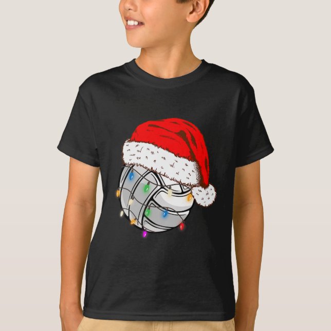 Christmas Volleyball Ball Santa Hat Funny Sport Xm T-Shirt (Front)