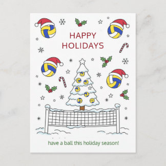 Christmas volleyball Ball Santa Hat Greeting Cards