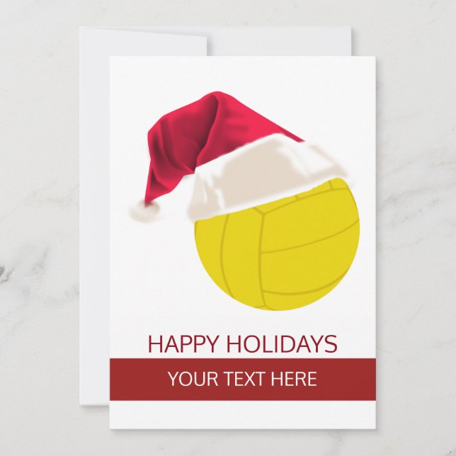 Christmas volleyball Ball Santa Hat Greeting Cards (Front)