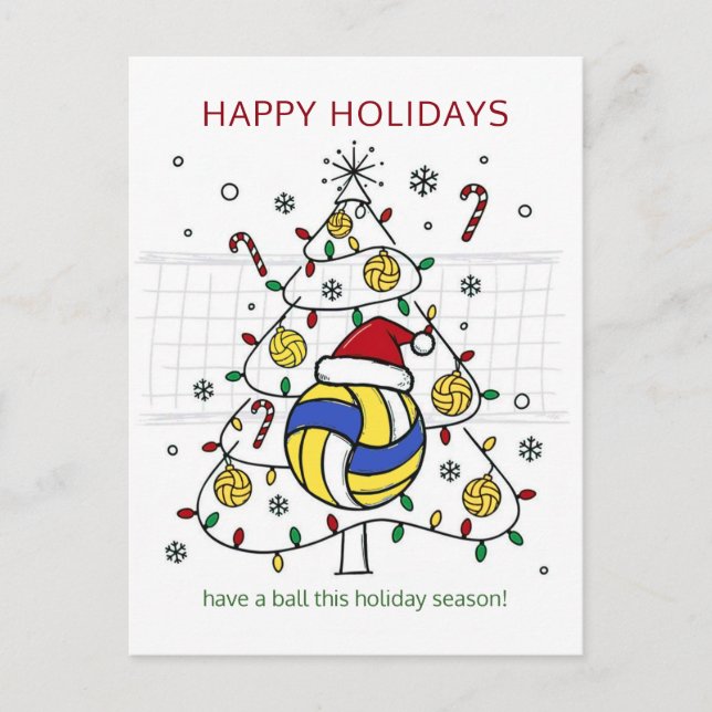 Christmas volleyball Ball Santa Hat Greeting Cards (Front)