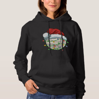 Christmas Volleyball Ball Santa Hat Light Funny Sp Hoodie
