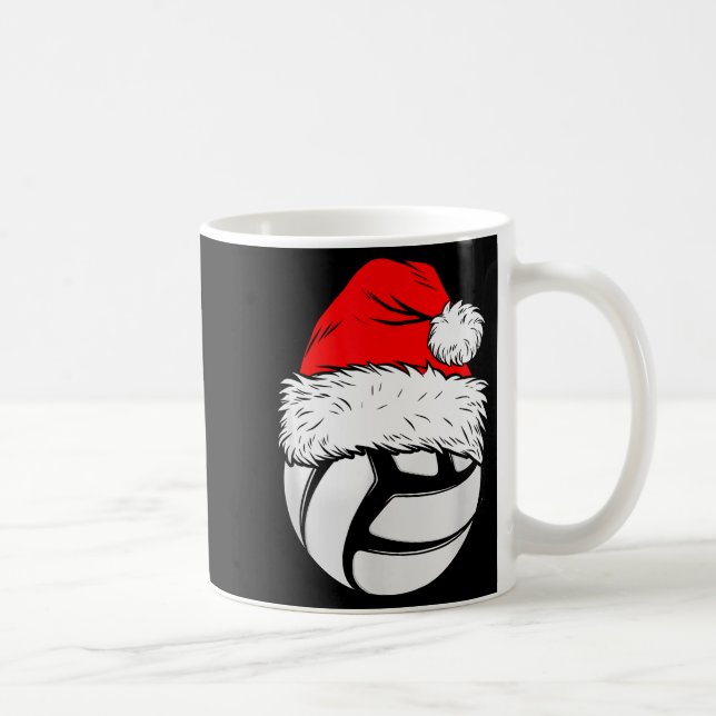 Christmas Volleyball Ball Santa Hat Xmas Matching  Coffee Mug (Right)