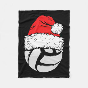 Christmas Volleyball Ball Santa Hat Xmas Matching Fleece Blanket