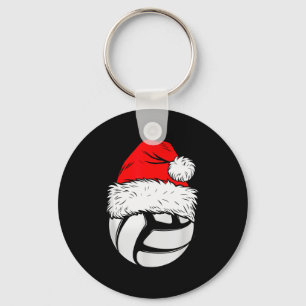 Christmas Volleyball Ball Santa Hat Xmas Matching Keychain