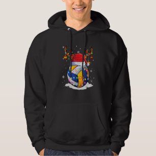 Christmas Volleyball Ball Santa Reindeer Lights Or Hoodie