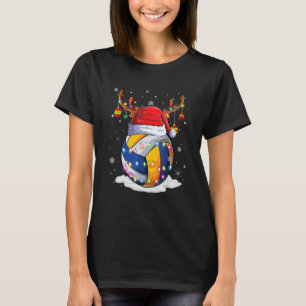 Christmas Volleyball Ball Santa Reindeer Lights Or T-Shirt