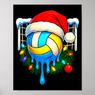 Christmas Volleyball Drip Ice Cream Drip Xmas Poster