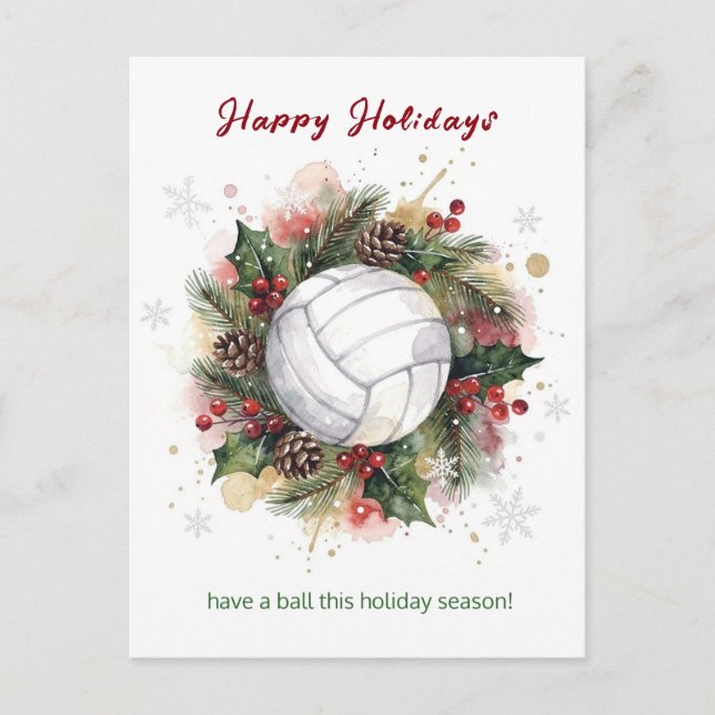 Christmas Volleyball Holiday Greeting Cards (Front)