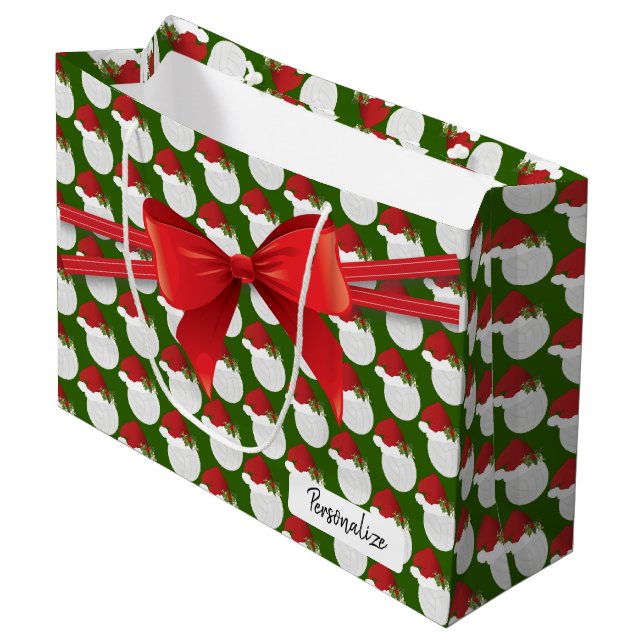 Christmas  Volleyball Pattern - Large Gift Bag (Front Angled)