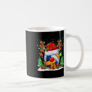 Christmas Volleyball Reindeer & Santa Hat Xmas Coffee Mug