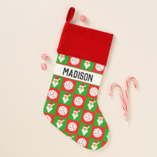 Christmas Volleyball & Santa Custom Player Name Stocking